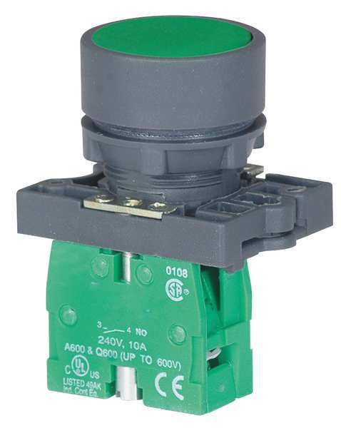 Non-Illuminated Push Button, 22 mm, 1NO, Green