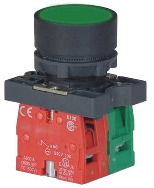 Non-Illuminated Push Button, 22 mm, 1NO/1NC, Green