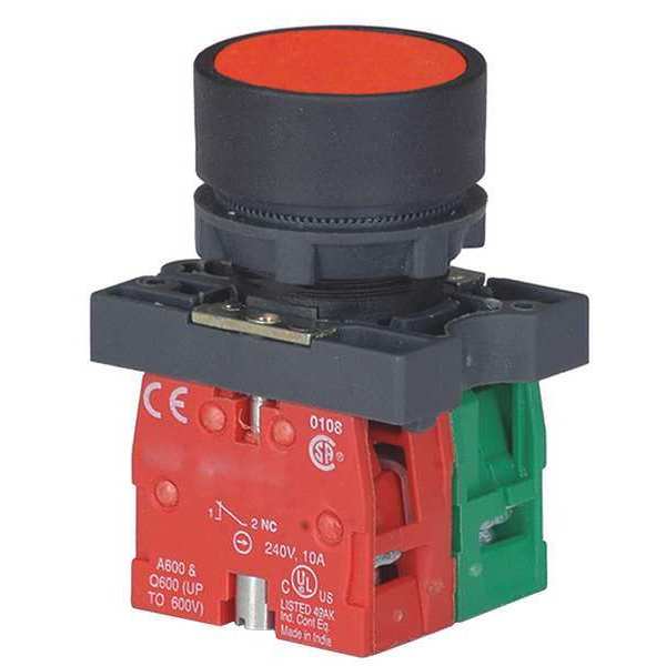 Non-Illuminated Push Button, 22 mm, 1NO/1NC, Red