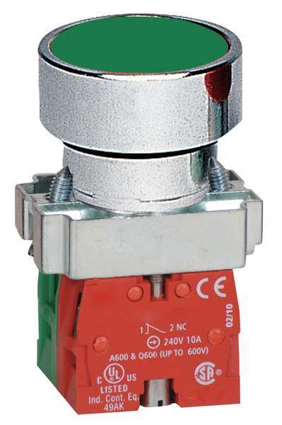 Non-Illuminated Push Button, 22 mm, 1NO/1NC, Green