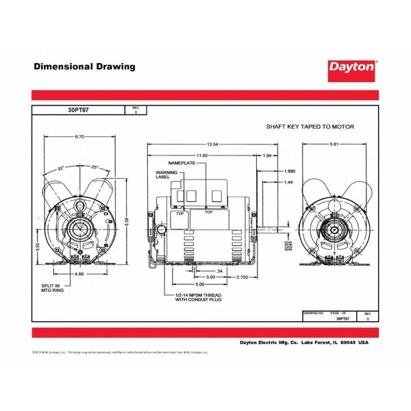 Capacitor-Start/Run General Purpose Motor, 2 HP, 115/230V AC Voltage, 56H Frame, 1,725 Nameplate RPM