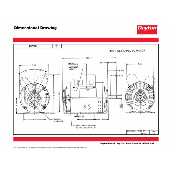 Capacitor-Start/Run General Purpose Motor, 1 1/2 HP, 115/230V AC Voltage, 56 Frame