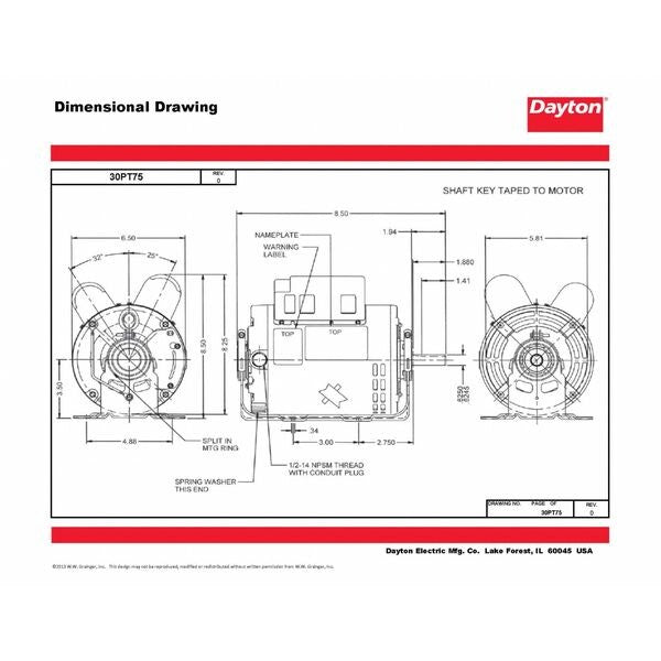 Capacitor-Start/Run General Purpose Motor, 1 HP, 56 Frame, 115/230V AC Voltage, 3,450 Nameplate RPM