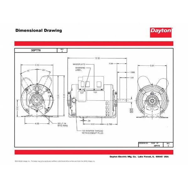 Capacitor-Start/Run General Purpose Motor, 1 HP, 56 Frame, 115/230V AC Voltage, 1,725 Nameplate RPM