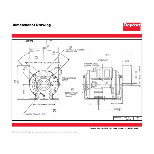 MTR, CS/CR, ODP, 1/3 HP, 3450, 48Z, EFF 70.5