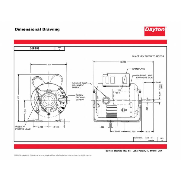 Capacitor-Start/Run General Purpose Motor, 1/3 HP, 115/230V AC Voltage, 56 Frame