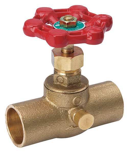Stop and Waste Valve, Brass, CXC, 1/2 in.