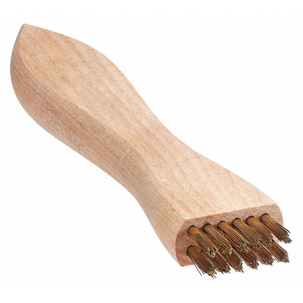 Brush, Upright Scratch, Wood Handle, Brass, 3-7/8 in L Handle, 7/8 in L Brush, Hardwood