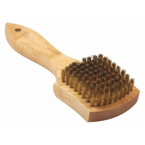 Brush, Large, Wood Handle, .008 Brass, 5-7/8 in L Handle, 3 in L Brush, Hardwood