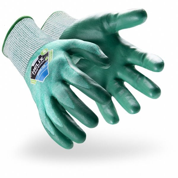 Coated Gloves, Green/White, Size S, PR