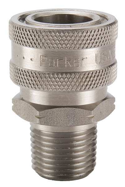Hydraulic Quick Connect Hose Coupling, 303 Stainless Steel Body, Ball Lock, 1/4