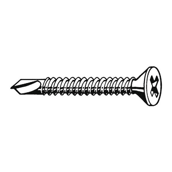 Drywall Screw, #6 x 1-1/4 in, Steel, Flat Head Phillips Drive, 500 PK