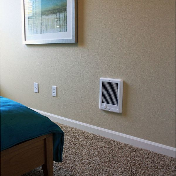 Recessed Electric Wall-Mount Heater, Recessed, 1500/1125W W, 208/240V AC, White
