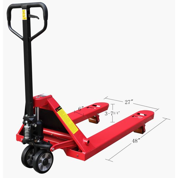 Pallet Jack, 4400 lb., Quiet, Steel, Red