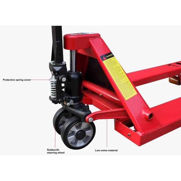 Pallet Jack, 5500 lb., Quiet, Steel, Red