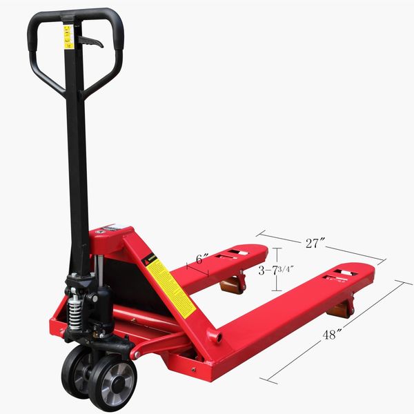 Pallet Jack, 5500 lb., Quiet, Steel, Red