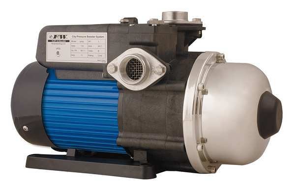 Booster Pump System, 1/2 hp, 115V AC, 1 Phase, 1 in NPT Inlet Size, 2 Stage, 120 psi Max Pressure