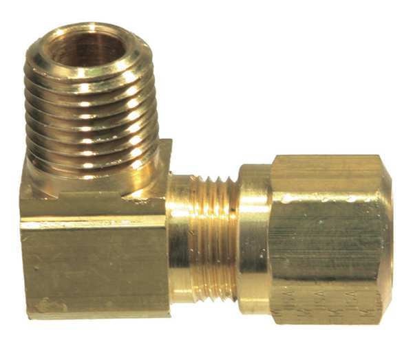 Male Elbow, Compression, Brass, 3/8In Tube