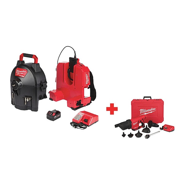 100 ft Cordless Drain Cleaning Machine, 18V