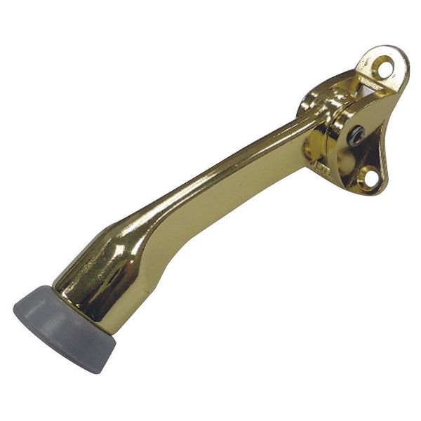 Lever Door Holder, Pol Brass, Cast Zinc