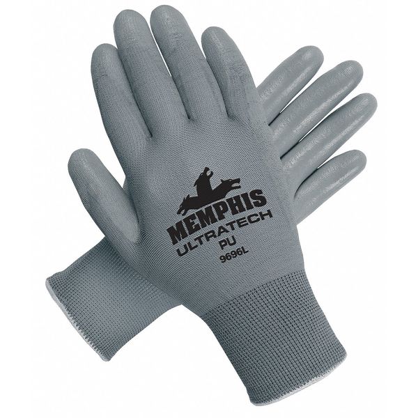 Polyurethane Coated Gloves, Palm Coverage, Gray, M, PR