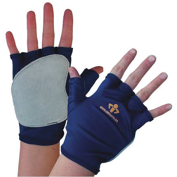 Impact Gloves, L, Bl/Gr, Fingerless, PR