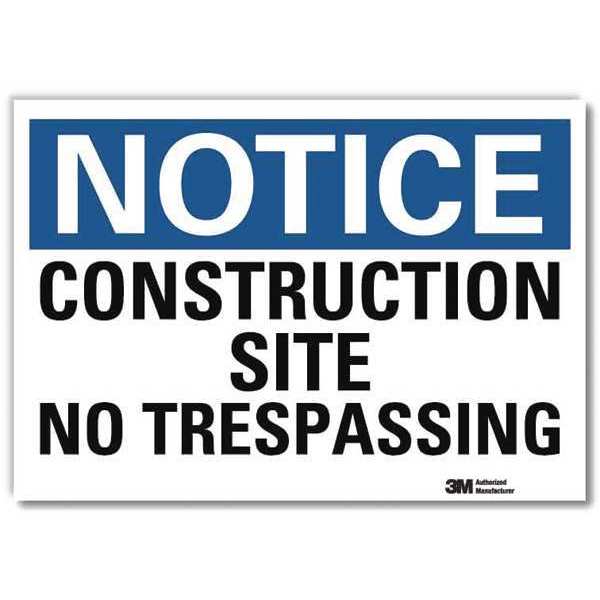 Notice Sign, 10 in H, 14 in W, Reflective Sheeting, Horizontal Rectangle, English, U5-1109-RD_14X10