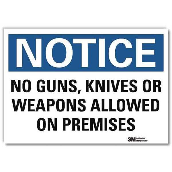 Notice Sign, 5 in H, 7 in W, Reflective Sheeting, Horizontal Rectangle, English, U5-1381-RD_7X5