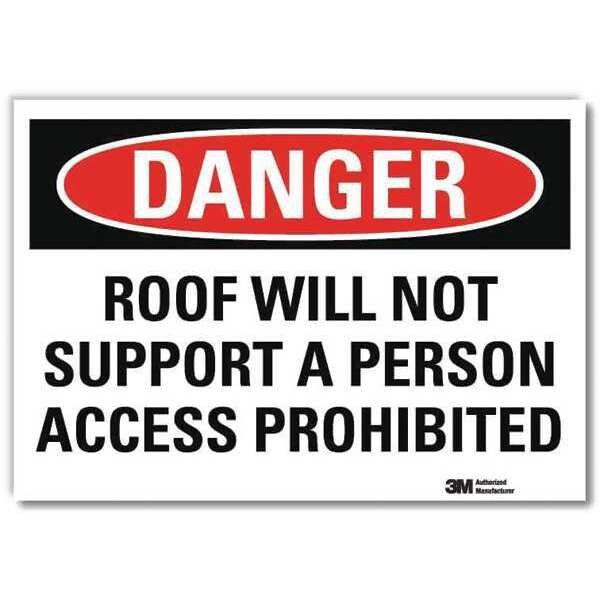 Danger Sign, 5 in H, 7 in W, Reflective Sheeting, Horizontal Rectangle, English, U3-1961-RD_7X5