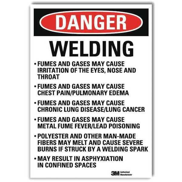 Danger Sign, 7 in Height, 5 in Width, Reflective Sheeting, Vertical Rectangle, English