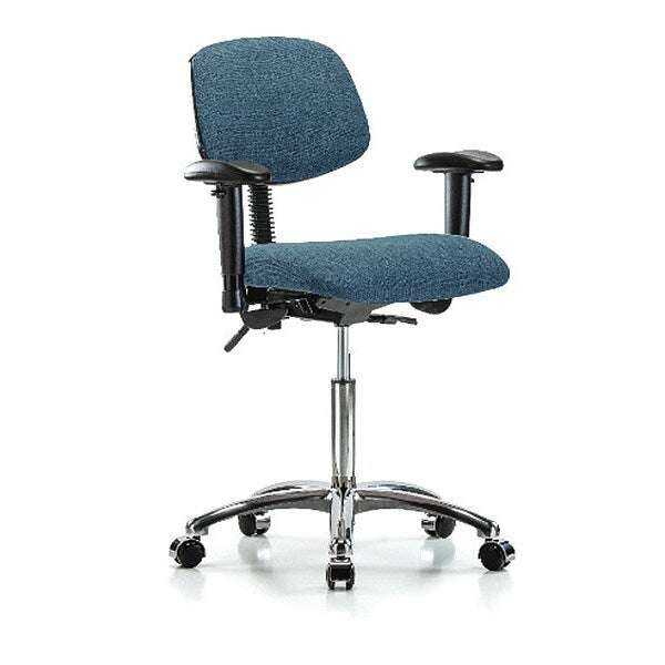 Chair, Fab, Med Bench, Chr AA Casters, Blu
