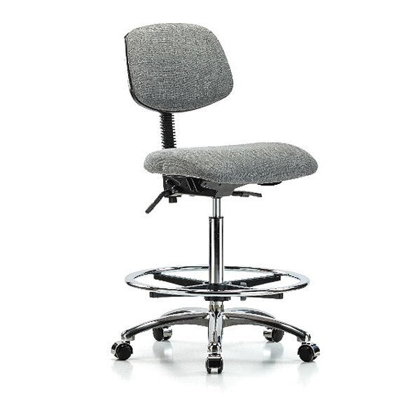 Chair, Fabric, Hi Bench, Chr CF Casters, Gry