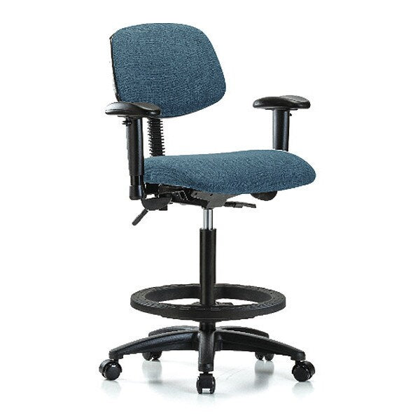 Chair, Fabric, Hi Bench, AA BF Casters, Blu