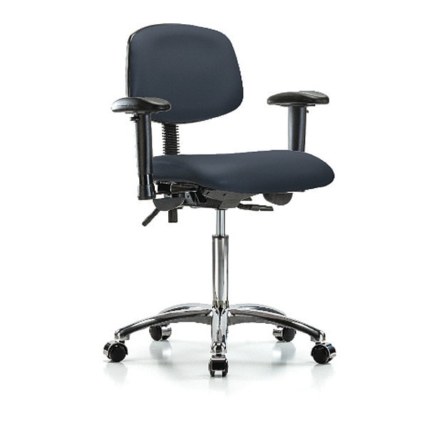 Chair, Vinyl, Med Bench, Chr AA Casters, Nav