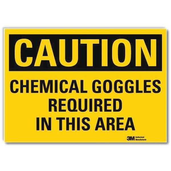 Safety Sign, Chemical Goggles, 5in.H