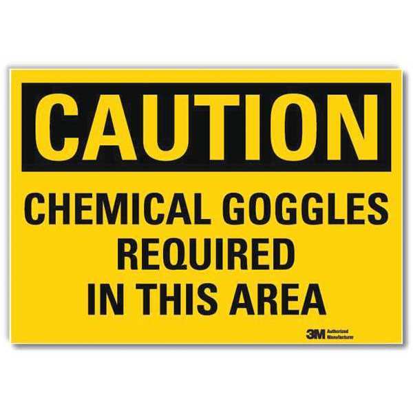 Safety Sign, Chemical Goggles, 10in.W