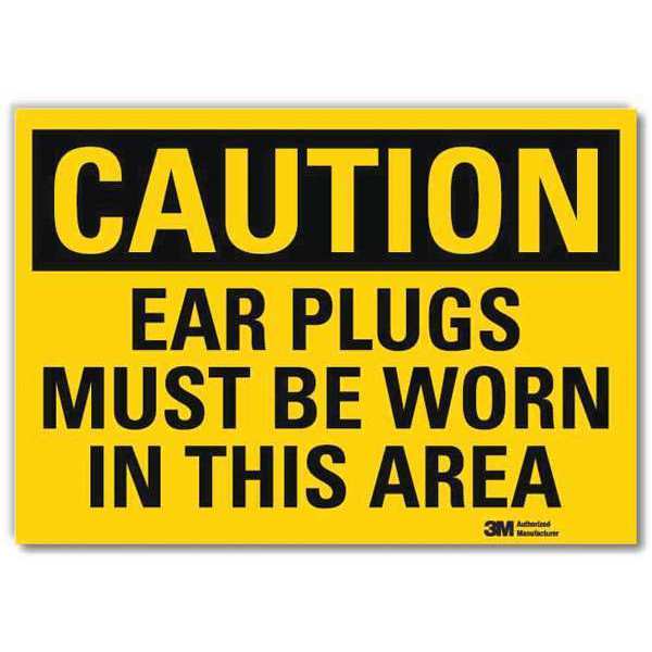 Safety Sign, Ear Plugs Worn, 10in.W