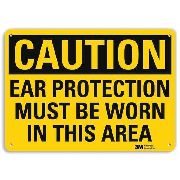 Safety Sign, Ear Protection Worn, 7in.H