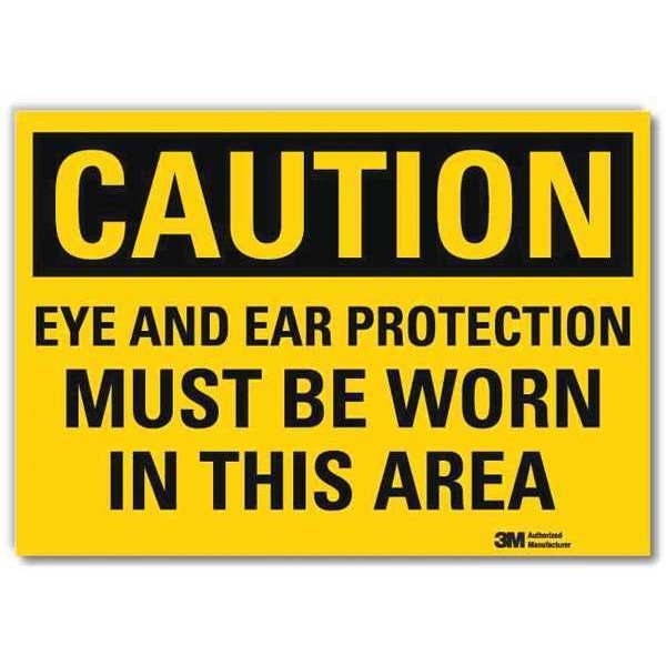Safety Sign, Eye Ear Prtctn Area, 10in.W