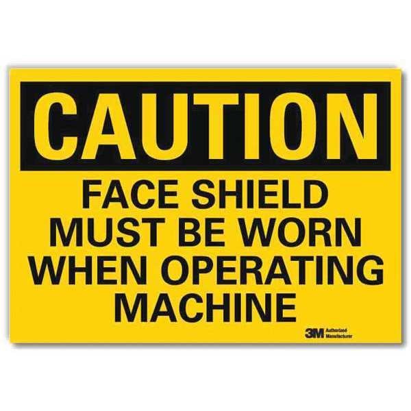 Safety Sign, Face Shield Worn, 10in.W