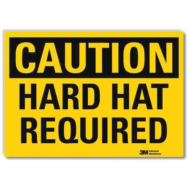 Safety Sign, Hard Hat Required, 14in.W