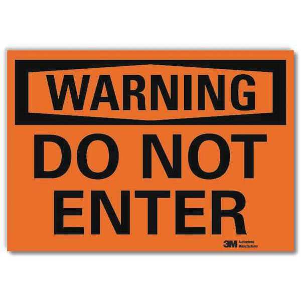 Warning Sign, 10 in Height, 14 in Width, Reflective Sheeting, Horizontal Rectangle, English
