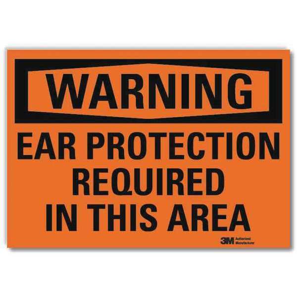 Warning Sign, Ear Protction Rquired, 10inW