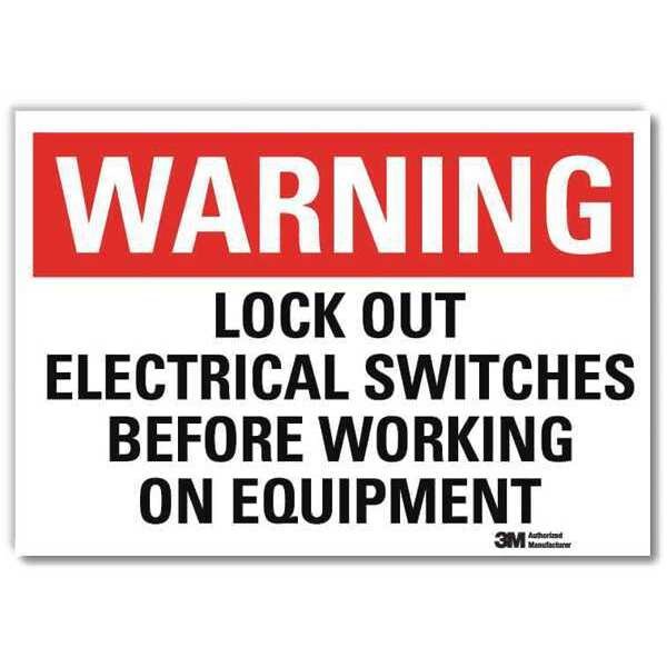 Warning Sign, Red/White, Surface, 5 in. H