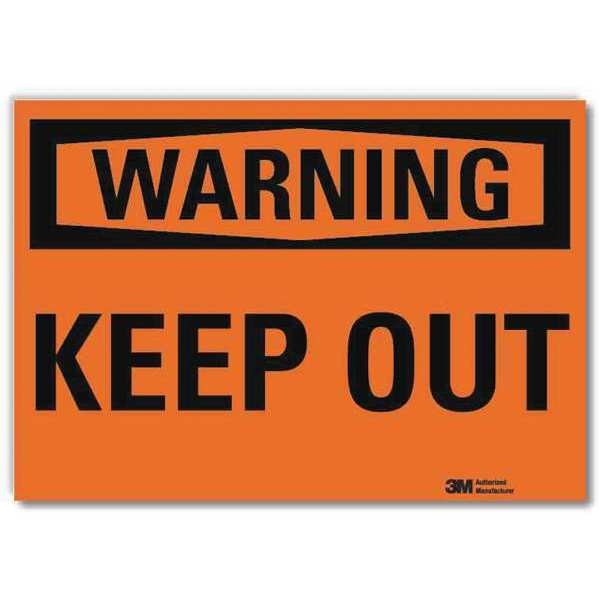 Warning Sign, Keep Out, Black/Orange, 10inW
