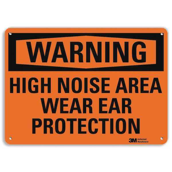 Warning Sign, High Noise Area, Text, 7 in H