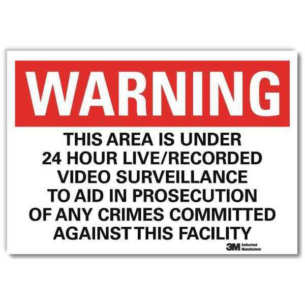 Security Sign, Black/White, 10 in. H, Eng