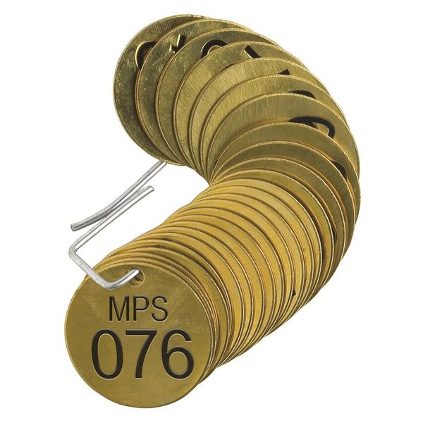 Number Tag, Brass, Series MPS 076-100, PK25