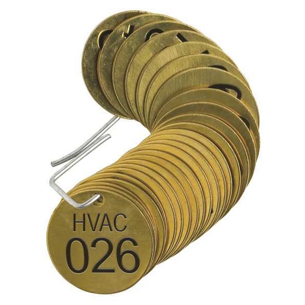 Number Tag, Brass, HVAC 026-050, PK25