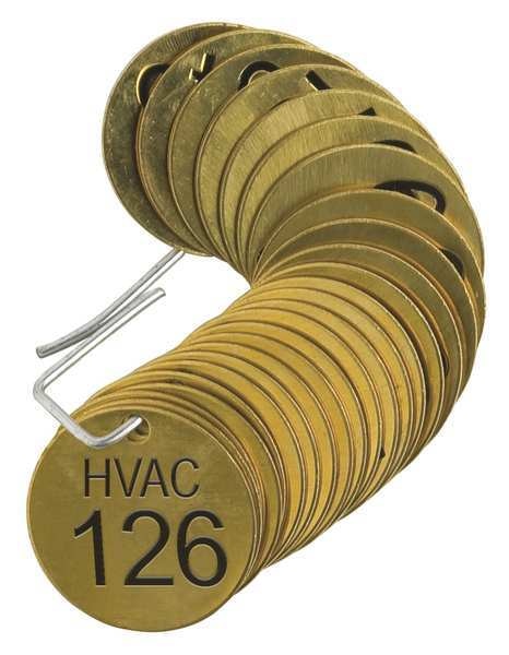 Number Tag, Brass, HVAC 126-150, PK25